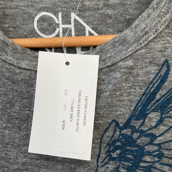 Chaser Tops Womens Medium Triblend Short Sleeve Basic Slim Tee Streaky Gray New - Picture 4 of 7